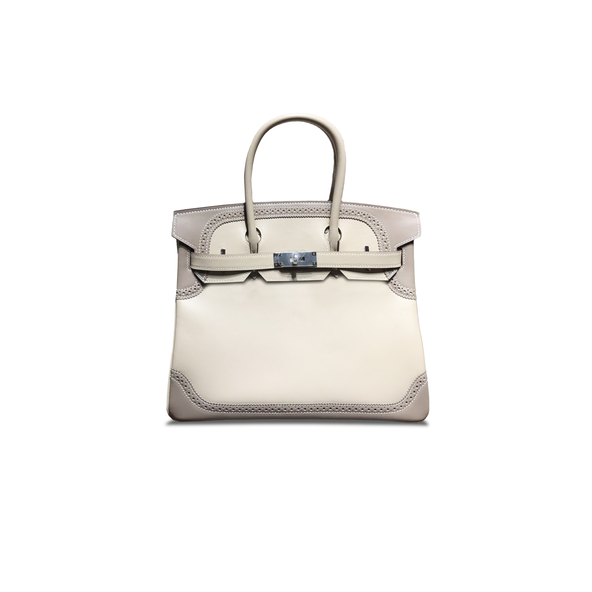 HERMÈS BIRKIN 30 SWIFT ALMOND GREY AND ELEPHANT GREY SILVER BUCKLE 320077 (30*22*15cm)